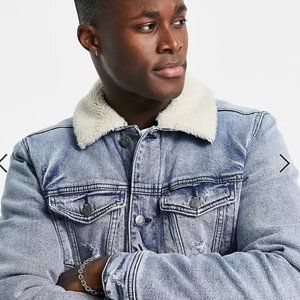 Men's Hollister Jean Jacket w/ Sherpa Lined Collar